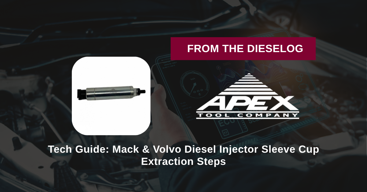 Step-by-step close up layout of expansion collet puller seated inside a Volvo D13 injector sleeve